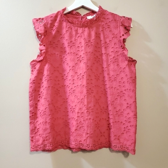 House of Harlow 1960 - Pink Eyelet Mockneck Blouse - Size M  (NWT) - Picture 1 of 7